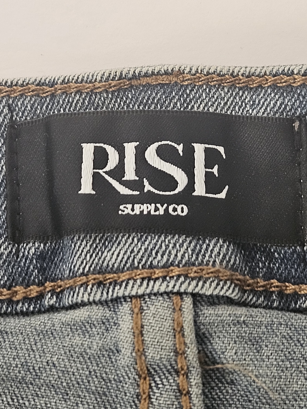 Rise Supply Co. Denim Mini Skirt Size M Blue Acid Wash Distressed Frayed Hem - Picture 4 of 11
